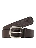 Herren Jack & Jones Ledergürtel JACHARRY Belt Leder Optik Gürtel mit Logo Metall Schnalle, Farben:Dunkelbraun, Größe Gürtel:105