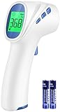 Fieberthermometer kontaktlos für Babys Kinder und Erwachsene, Infrarot-Stirnthermometer mit Fieberalarm, LCD-Display, sofortige genaue Messwerte, Weiß_Blau