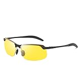 Smart Owl Polarisierte Brille mit automatischem Farbwechsel, 2-in-1 Tag- und Nachtfahrbrille, Blendschutz und UV-Schutz, Unisex, Schwarzer Rahmen, gelbe Folie