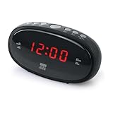 New One CR-100 Uhrenradio mit großem LED-Display | Dual Alarm, Schlummerfunktion, UKW-Radio, dimmbar, Netzbetrieb & Batterie-Backup