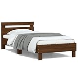 Juroupi Bettgestell mit Kopfteil Bed Frame Kopfteil Bett Betten Bettrahmen Bettgestell Braun Eichen-Optik 100x200 cm