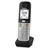 Panasonic KX-TGUA40EXB Zusätzliches Mobilteil für Digitale schnurlose Telefone KX-TGU430/KX-TGU410, LCD-Display, Anruf Favorit, kompatibel mit Hörgeräten, Haupteinheit erforderlich, Schwarz & Silber