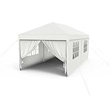 FIVMEN Pavillon 3x6m Partyzelt mit Seitenteilen und Fenstern Gartenpavillon Polyester UV Schutz Wasserdicht Windschutz Gartenzelt Zelt Outdoor, Weiß