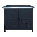 HABAU Gartenschrank mit Arbeitsplatte aus FSC-Massivholz – anthrazit, wetterfest & styroporfrei verpackt - Outdoor Schrank für Balkon, Garten und Terrasse (Roger)