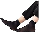 SHTGOI 5 Paar Herren Ultradünne Kleidersocken Nylon Söckchen Atmungsaktive Transparente Dünne Kurzstrümpfe Sommer Leichte Seidenstrümpfe Arbeit Business-Socken Seidensocken Schwarz