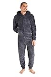 CityComfort Herren Overall Jumpsuit, One Piece Anzug Fleece Onesie Herren Flauschig Einteiler Schlafanzug Herren und Teenager Jungen M-3XL, Geschenke für Männer (XL, Dunkelgrau)