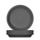 BigDean 6X Blumentopf Untersetzer Ø 24 cm Farbe Anthrazit Kunststoff Blumenuntersetzer Blumentopfuntersetzer passend zu Ø 25 cm Blumentöpfen