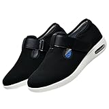 CVFOMBN Unisex Erwachsene Hausschuhe,Hausschuhe mit Klettverschluss Leichte Atmungsaktiv Pantoletten mit Memory Foam Bequeme Slipper,Black,43