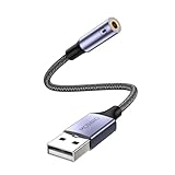 MOSWAG USB auf 3,5 mm Klinke Audio Adapter,Externe USB A Soundkarte auf 3,5 mm Aux Stereo Konverter Adapter,kompatibel mit Kopfhörer, PC, Laptop, Linux, Desktop, PS4 und andere Geräte