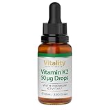 Vitality Nutritionals Vitamin K2 Tropfen 50 mcg MK7 all-trans Vitamin K2 als MK7 (10 ml) sehr hohe Bioverfügbarkeit und Bioaktivität, patentierter Markenrohstoff K2VITAL, Vegan, ohne Zusätze