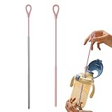 Strohhalm-Reiniger, Silikon-Trinkhalm-Reinigungsbürste, rutschfestes Reinigungswerkzeug, langer Griff, Rohrreiniger für Glasrohr, Metall & Becher