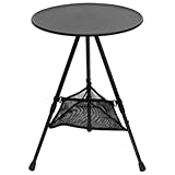 CAKEEYUM Klapper Gartentisch 15 '' runder Gartentisch mit Maschenaufbewahrung 13, 8-22 Zoll Höhe für Außenbalkon im Terrassen Yard Camping verstellbar