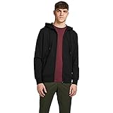 JACK & JONES Herren Basic Reißverschluss Baumwoll Hoodie - Schwarz - M