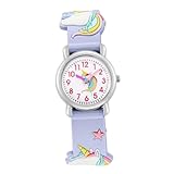 LRXIYODE Kinderuhr Einhorn Cartoon Uhr mit Quarzuhrwerk Präzise Zeitmessung Robustes Design für Mädchen Geeignet für Schule Geburtstag Weihnachten