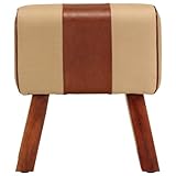 SKM Sitzbank Turnbock-Design 38 cm Braun Echtleder Massivholz Mango,6,02 KG,320787,Color: Braun