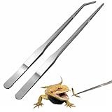 Aquarium-Pinzette, Edelstahl, Reptilien-Futterzange, Mehrzweck-Pinzette, 27 cm, gerade und gebogene Pinzette, rutschfest, extra lange Pinzette, Futter-Terrarium, Werkzeug-Set für Aquarium, Eidechsen