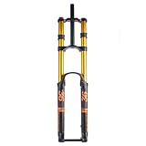 LUNJE 26 27.5 29 Mountainbike-Federgabel Federweg 160mm DH MTB Luftgabel Zugstufe Einstellbar Gerade Doppelt Geschultert Downhill-Gabel Steckachse 15x110mm (Color : 29'' Gold)