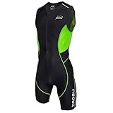 ZAOSU Herren Trisuit Z-Revolution | Triathlonanzug Einteiler mit leichtem Sitzpolster für den Wettkampf und das Training, Farbe:schwarz/grün, Größe:XL