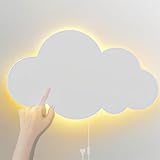 Kinderzimmer LED Wandleuchte mit Touch Schalter Wandlampe Innen Cartoon Wolken Wandbeleuchtung Festverdrahtete Nacht Licht Mädchen Nachttischlampe 12W 3000K/4000K/6000K Babyzimmer (Weiß,Warmes Licht)