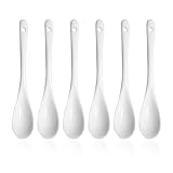 6-Teiliger Weißer Keramiklöffel, Keramiklöffel, Marmeladenlöffel, Mini-Dessertlöffel, Teelöffel, Geschirrset Geeignet Für Restaurants, Dessertläden Und Cafés (13 X 2,5 Cm)