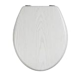 Trade Shop - Universal-WC-Sitz aus robustem MDF-Holz mit weißem Holzdruck - Scharniere -