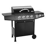 TAINO BASIC 4+1 BBQ Gasgrill Grillwagen Edelstahl-Brenner + Seitenkocher Grill TÜV (BASIC 4+1 Gasgrill)
