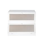 Brotkasten, groß, Holz, Brotkasten, Vintage, Aufbewahrung, Küche, Countertop, zwei Schichten, XL, Aufbewahrungsbehälter für Brot, 40 x 33 x 25 cm – Bambus – Weiß