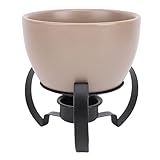 Asixxsix Keramikkäse Fondue Pot Set, Handbemaltes Kunststück Im Europäischen Stil für Schmelzkäse und Schokolade, mit Abnehmbarem Metallständer und Sogar Wärmeverteilung (GREY)