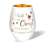 Belillpipi Geschenke für Oma, Windlicht aus Glas für Oma, Teelichthalter mit Gravur für Muttertag Personalisierte Geschenke für Geburtstag Weihnachten