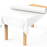 MOKANI Tischdeckenrolle, 1.1 m × 20m, Vliesstoff, Einweg Papiertischdecke Rolle, Tischdecke Bierzeltgarnitur, abwaschbare Tischdecke Geeignet für Party, Geburtstag, Hochzeit, Weiß