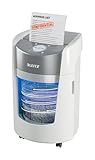 Leitz IQ Optimax Small Office 350 P5 Aktenvernichter, Mikroschnitt, Bis 8 Blatt 80 g/m², 33 Prozent mehr Volumen, 22 L Behälter für 350 x A4, Leiser Betrieb, 20 Min Laufzeit, Weiß, 83590000
