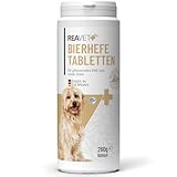 ReaVET Bierhefe-Tabletten für Hunde 500 Stück – Naturrein in Premium Qualität, für glänzendes kräftiges Fell + Vitale Haut, mit Biotin & Vitamin B I Bierhefe Pulver Tabs für Hunde Ohne Zusätze