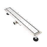 GY Bath Duschrinne 80cm Komplettset,2 in 1 Edelstahl Bodenablauf Befliesbar,Siphon mit Geruchsstop, Haarsieb - Duschablauf