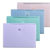 Fächermappe A4, 4 Stück Dokumentenmappe 12 Fächern Dokumententasche Mappen Große Kapazität Ordnungsmappe Bunt Dokumenten-Organizer, Bürobedarf Schule Zubehör Zuhause