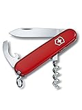 Victorinox Schweizer Taschenmesser, Waiter, Swiss Army Knife, Multitool, 9 Funktionen, Klinge, gross, Kapselheber, Dosenöffner, Rot