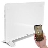 VONROC Elektroheizung energiesparend 2000W - Konvektor Heizung [24qm Räume] - Mobile Elektrische Heizung [App/Touch Steuerung] - Heizkörper 2in1 Wand-/Bodenmontage - Weiss