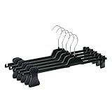 RSR Hangers Hosenbügel 10 Stück PUC Hosenspanner XL Kleiderbügel Kunststoff 42 cm | rutschfeste gummierte und verstellbare Klammern | 360° drehbarer Haken | platzsparend | Made in Germany