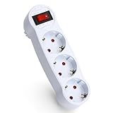 Aigostar - Steckdosenleiste 3-fach mit Schalter - weiß (Ohne Erdung, nicht in Frankreich verwendbar)