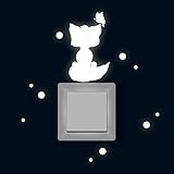 Lichtschaltertattoo Lichtschalteraufkleber Lichtschaltersticker Wandtattoo Wandbild Fuchs mit Schmetterling und Punkten fluoreszierend M1881