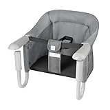 PandaEar Baby Tischsitz Faltbar Babysitz für Esstisch| Faltbar Hochstuhl Sitzerhöhung Tragbar für Hause und Unterwegs mit Transporttasche, Sicherheitsgurt (6 bis 36 Monate,15 KG) (Grau)