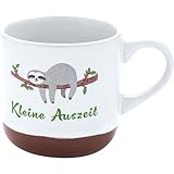 GRUSS & CO Espressotasse mit Motiv 'Auszeit' | Tasse aus Steinzeug, 10 cl, mit Geschenk-Banderole, Faultier | Geschenk Freunde, Geburtstag | 73941