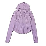 ZMCGNO Damen Slim Fit Sonnenschutz-Sportjacke; leicht, atmungsaktiv, schnelltrocknend, mit Reißverschluss und Kapuze(Pink,S)
