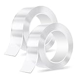 SANLI TAPE Doppelseitiges Klebeband Extra Stark Nano Klebebänder Transparent Ablösbar Klebestreifen Spurloses Wiederverwendbares Klebeband für Teppich, Fotorahmen, Küche (2mm×3cm×3m)