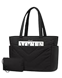 LOVEVOOK Laptoptasche Damen 15,6 Zoll, Shopper Tasche Handtasche Groß Arbeitstasche Puffer Bag, Lehrertasche Schultertasche Tote Handbags Women für Uni Business Schule, Schwarz