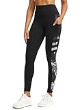 Tuspryt Sport Leggings Damen mit Taschen，Blickdicht Sporthose Damen lang Trainingshose Yogahose Fitnesshose Laufhose Leggings M