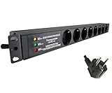 DINIC 19 Zoll Steckdosenleiste aus Aluminium, GS (8-Fach mit Überspannungsschutz)