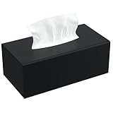 AITEE Acryl Kosmetiktücherbox: 25×13×9 cm Mattschwarz Tücherbox mit Magnetabdeckung für Esszimmer Badezimmer Schlafzimmer Büro Couchtisch Auto