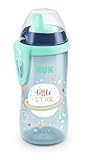 NUK Kiddy Cup Night Trinklernflasche | Schnabeltasse mit Leuchteffekt | 12+ Monate | Auslaufsicher mit harter Trinktülle | Clip und Schutzkappe | BPA-frei | 300 ml | Planeten (blau), 10255678