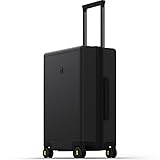 LEVEL8 Koffer Trolley Handgepäck mit TSA,8 Spinner Rollen,100% PC Rollkoffer Reisekoffer Hartschalen,Micro-Diamond Textured Design Reise Business (54.5cm, 40L,Schwarz)