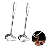 2 Stück Soßenlöffel aus Edelstahl, 29cm Saucenkelle mit Schrägem Ausgießer, Saucenlöffel Länge 29cm, Nieselregenlöffel, Suppenlöffel Set für Suppensoßen Bratensoßen Dressings, Silber